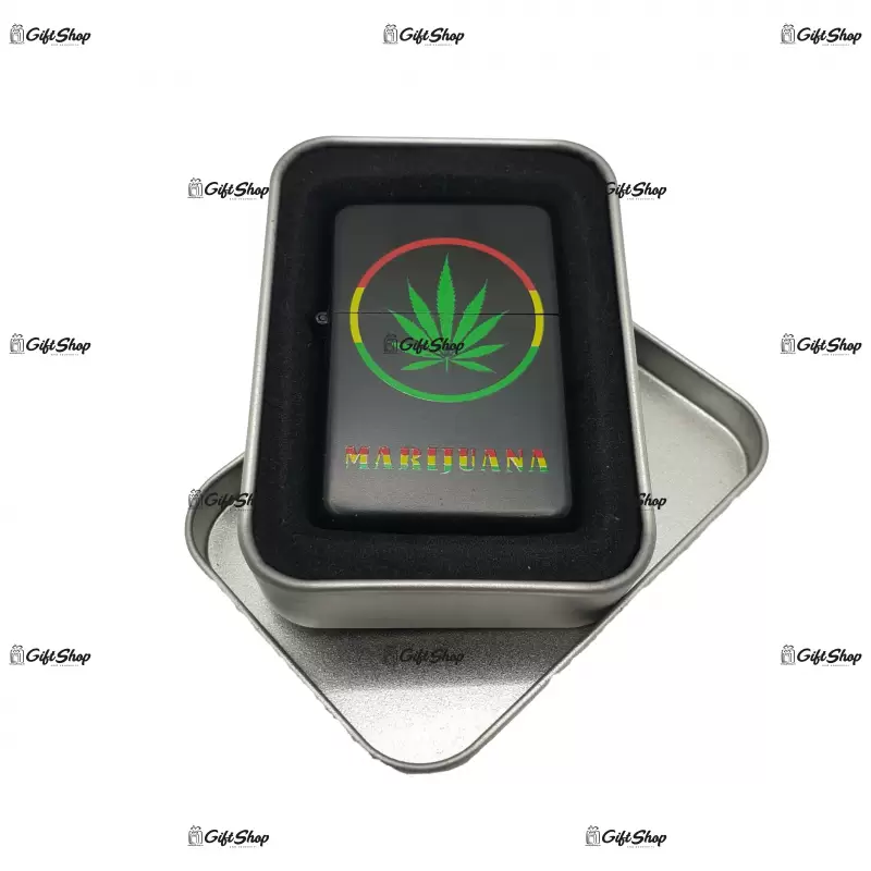 Marijuana black, bricheta gen zippo metalica model 8